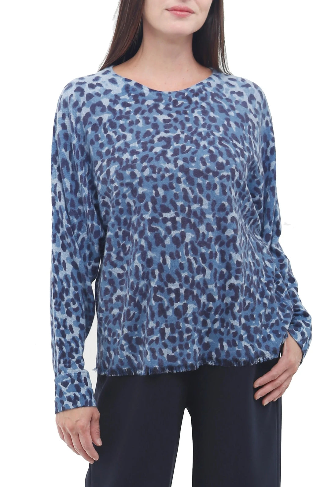 100% Cashmere Ombre Animal Print Pullover
