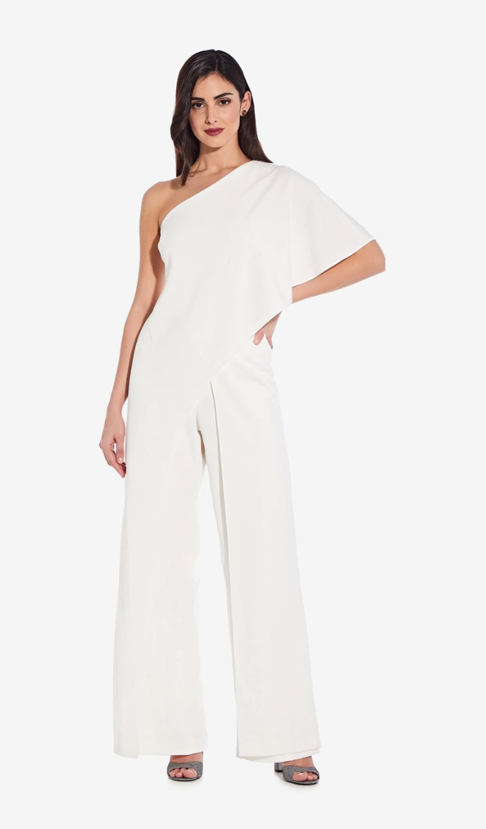 FLUTTER ONE SHOULDER JUMPSUIT IN IVORY