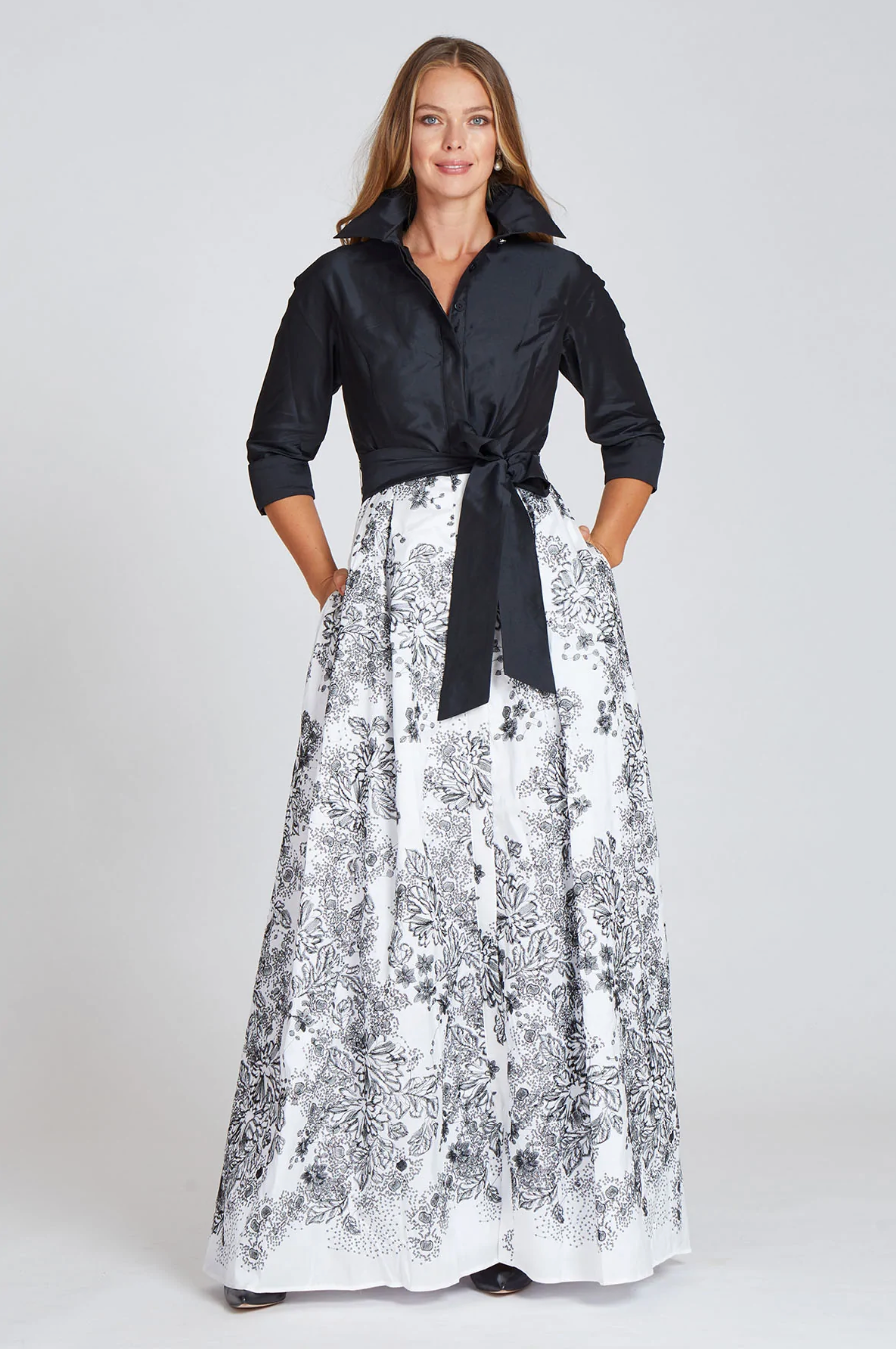 Rickie Freeman For Teri Jon 3/4-Sleeve Taffeta Shirtdress Gown - ShopStyle  Evening Dresses