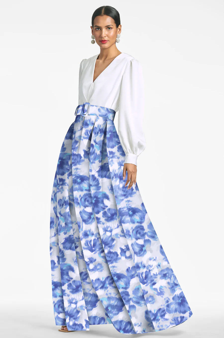 Sachin & Babi - Zoe Gown - Off White/Azure Watercolor Glasscock Boutique Sachin & Babi - Zoe Gown - Off White/Azure Watercolor Glasscock Boutique